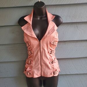 Pink Moto Halter Top